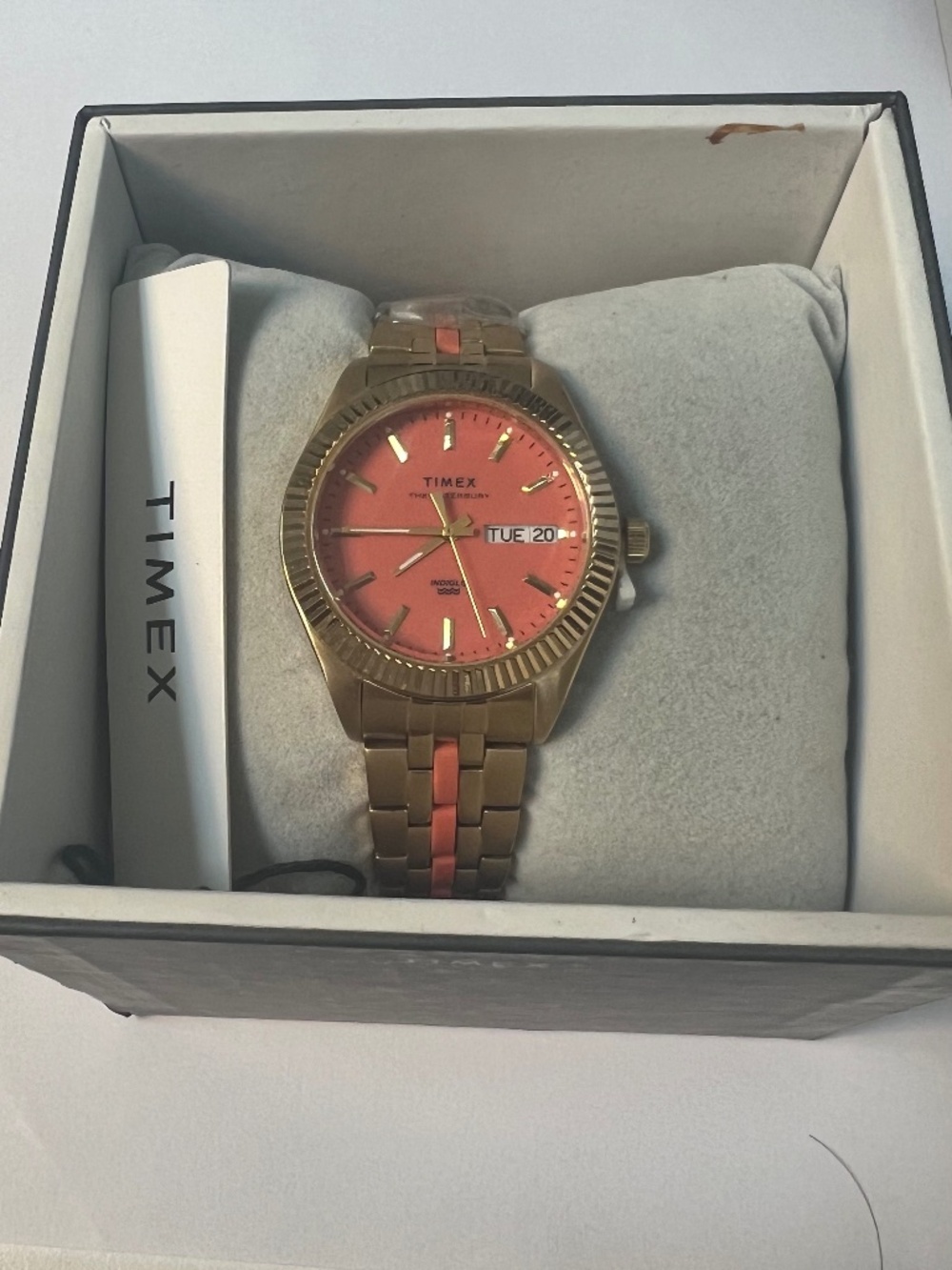 Brand New Timex Waterbury Legacy Gold-Tone Salmon Dial Day/Date Watch w/ Box